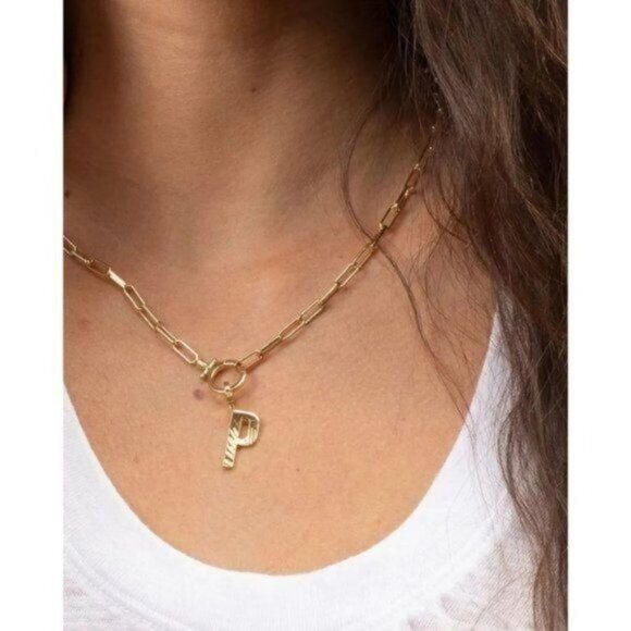 Gorjana Parker Charm Alphabet  Initial P 18K Gold Plated - Picture 2 of 11